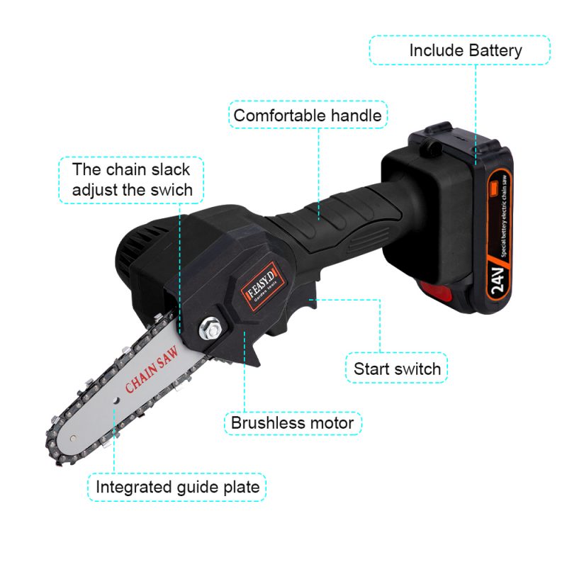 Mini Electric Wood Cutter 24V For Woodworking Garden Tools With Batteries Chain Saws
